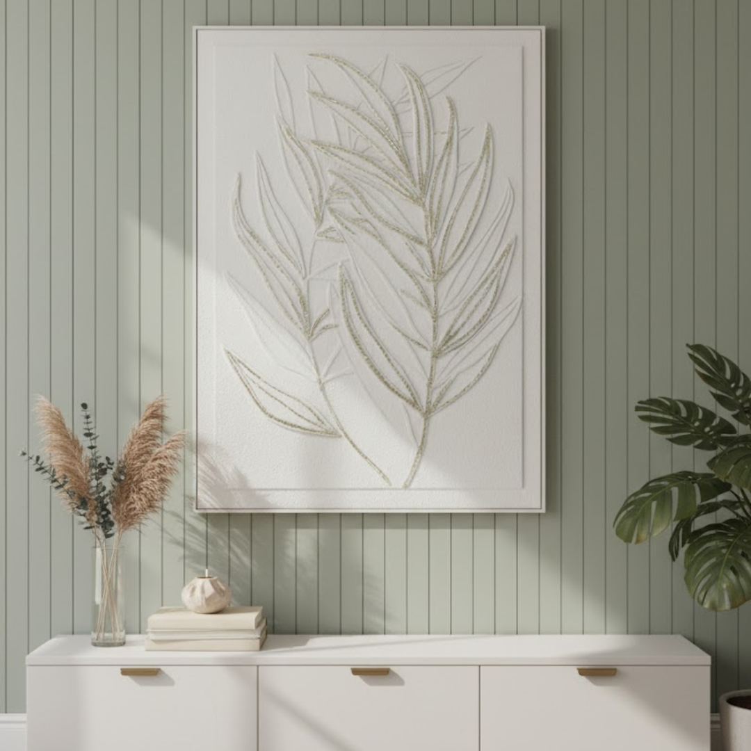 Gilded Foliage Handmade 3D Textured Wall Painting
