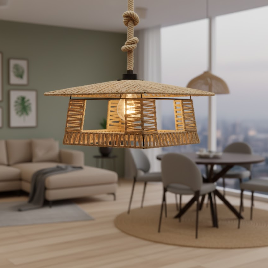 Isla Woven Square Pendant Light
