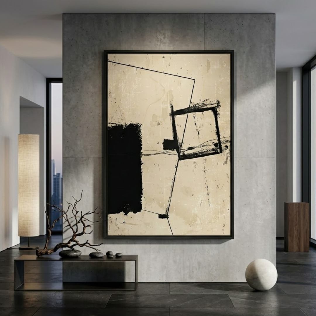 Black Float Handmade & Digital Wall Painting