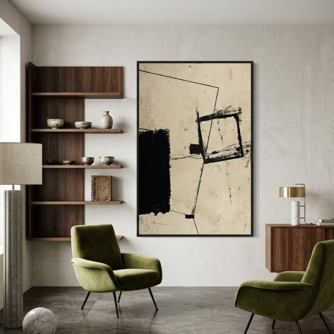 Black Float Handmade & Digital Wall Painting