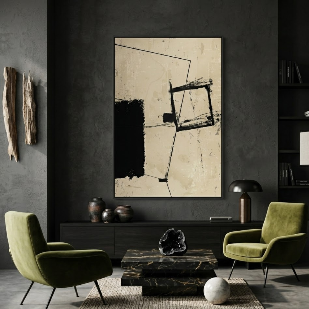 Black Float Handmade & Digital Wall Painting