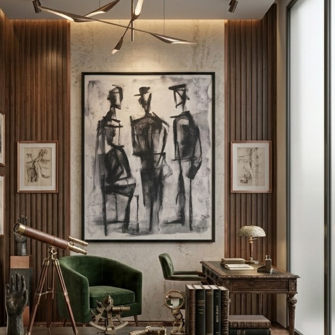 Silent Dialogue Figurative- Handmade Wall Painting