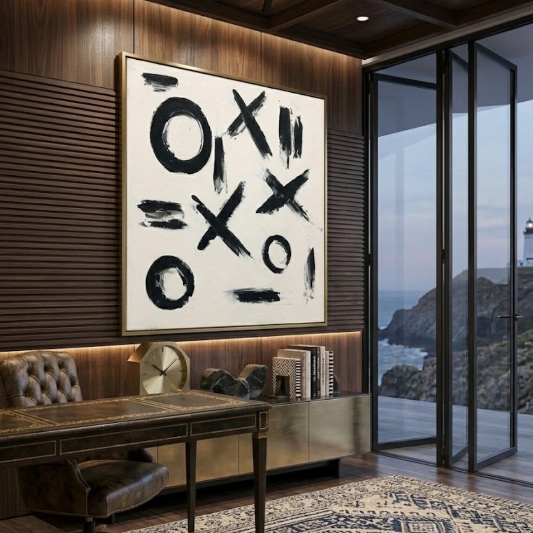 Noir XO Abstract Digital Wall Painting
