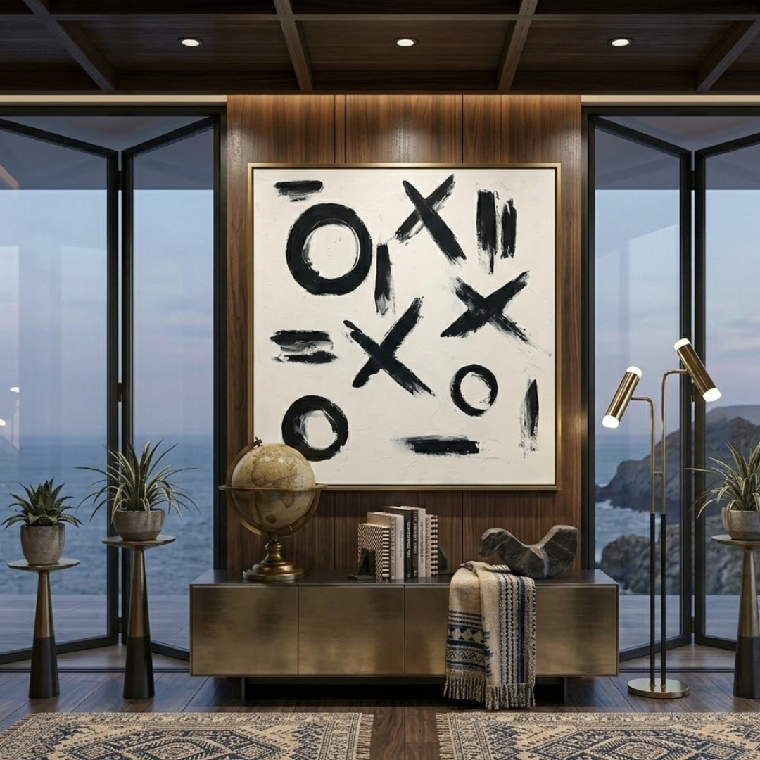 Noir XO Abstract Digital Wall Painting