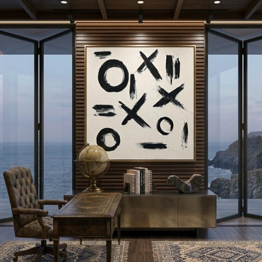 Noir XO Abstract Digital Wall Painting