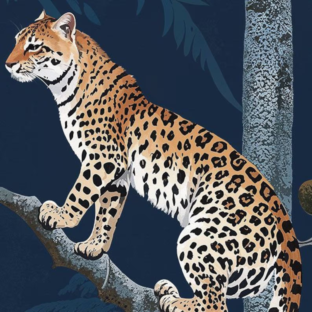 Azure Jungle Leopard Wallpaper