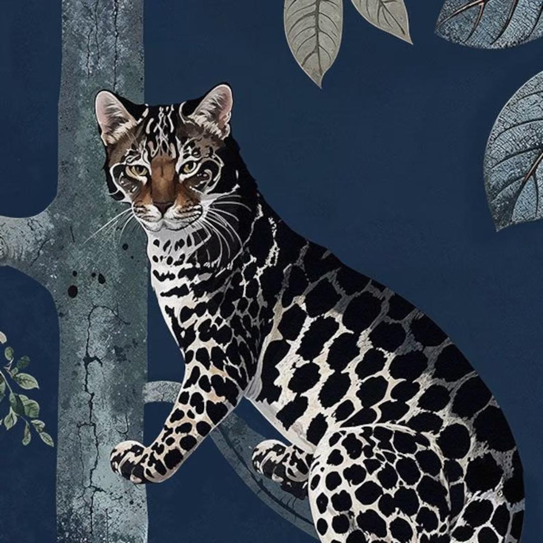Azure Jungle Leopard Wallpaper