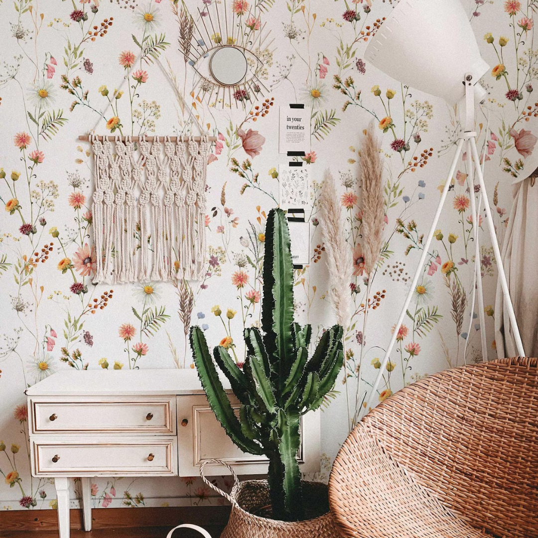 Watercolor Wildflower Garden Wallpaper