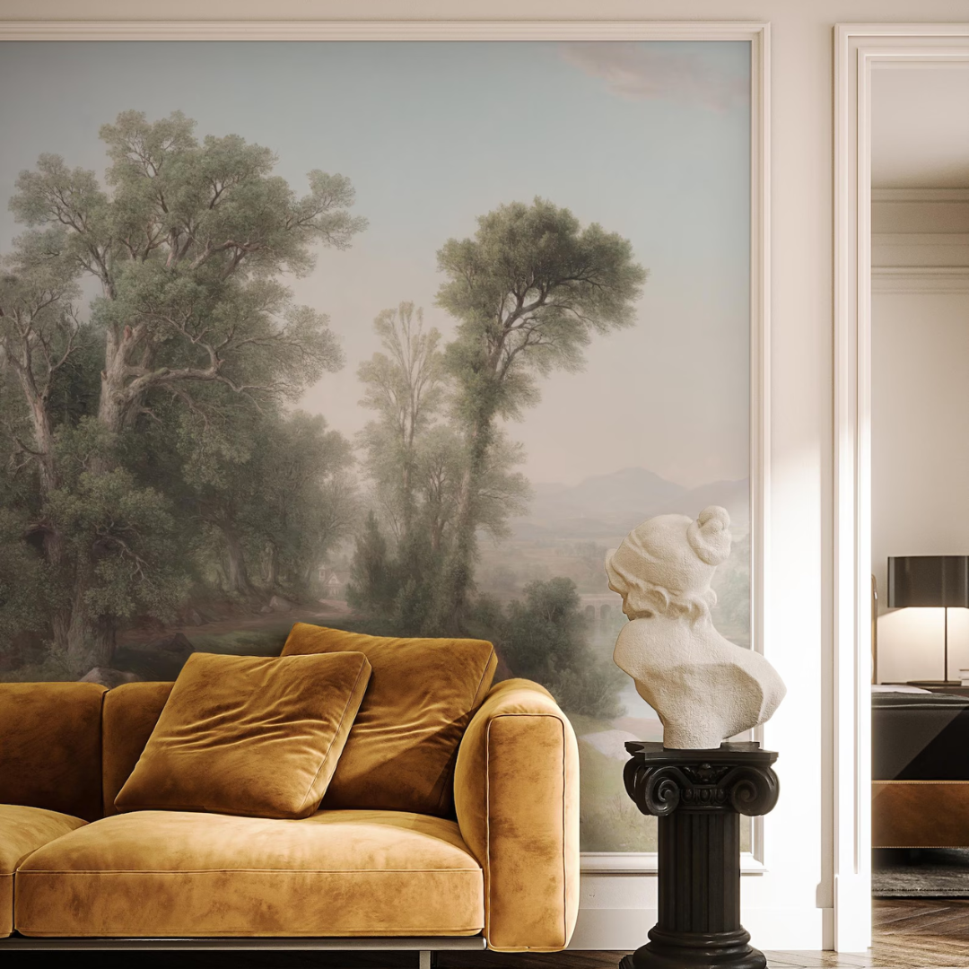 Vintage Forest Lake Landscape Wallpaper