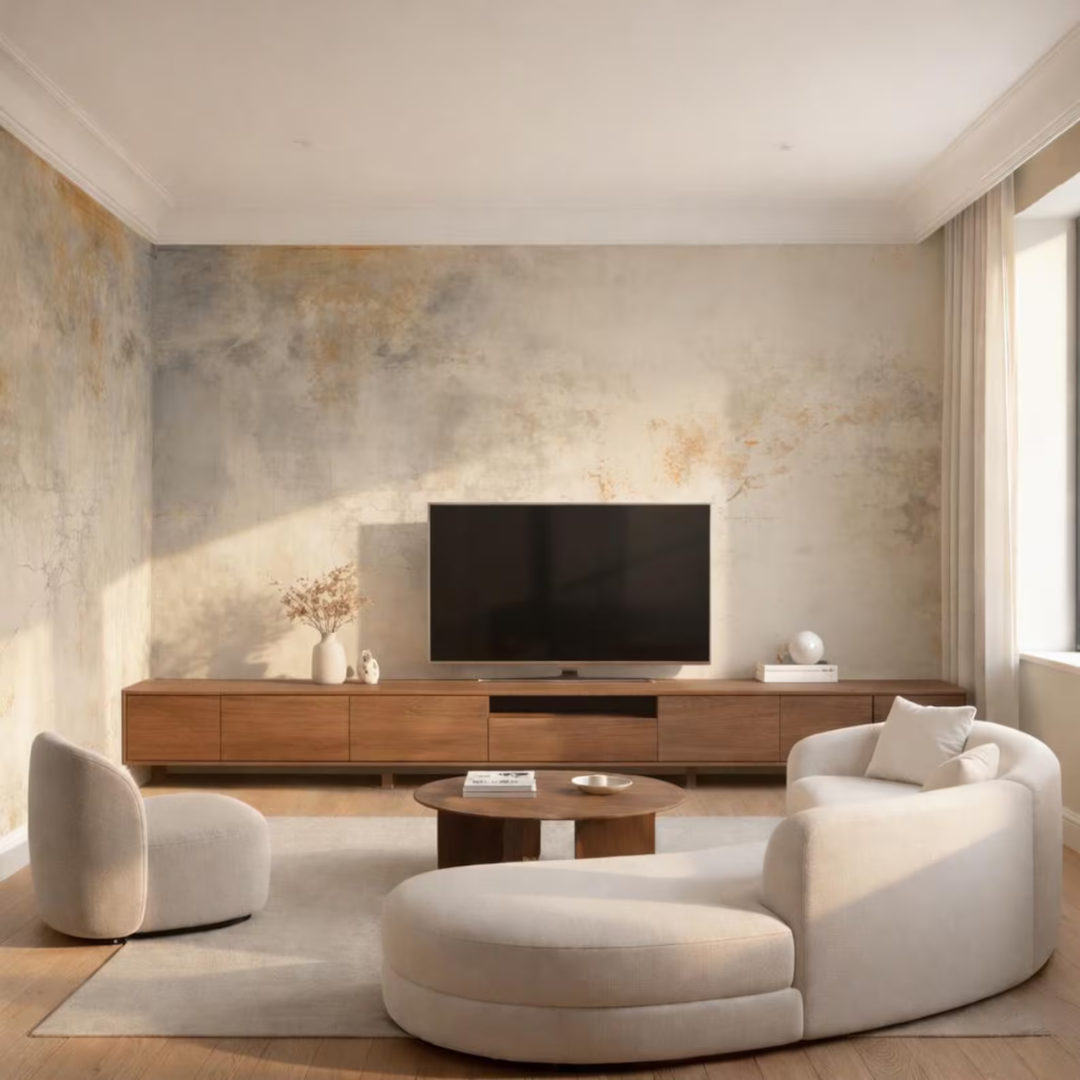 Natural Beige Plaster Texture Wallpaper