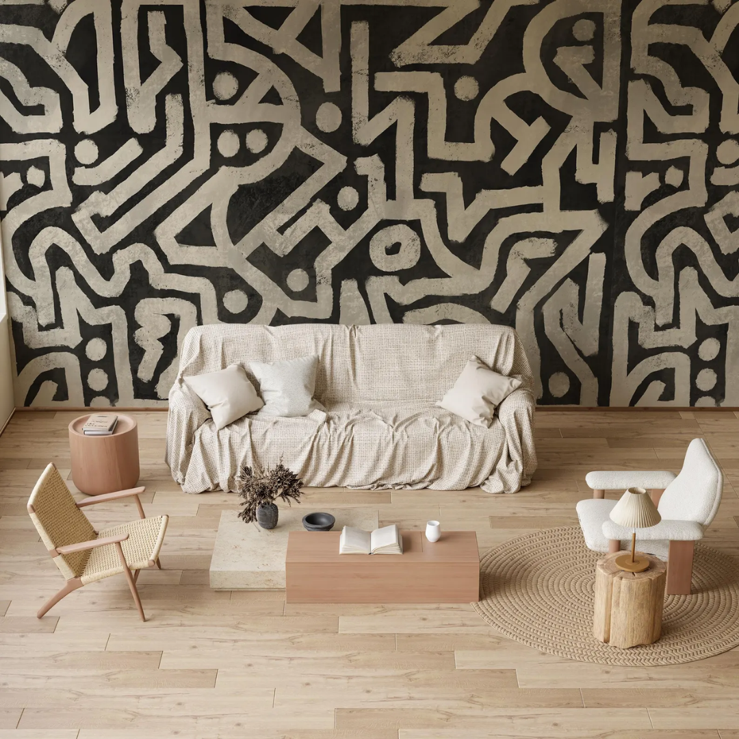 Monochrome Organic Shapes Wallpaper