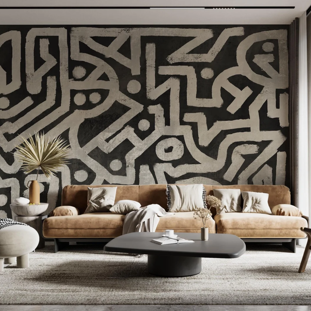 Monochrome Organic Shapes Wallpaper