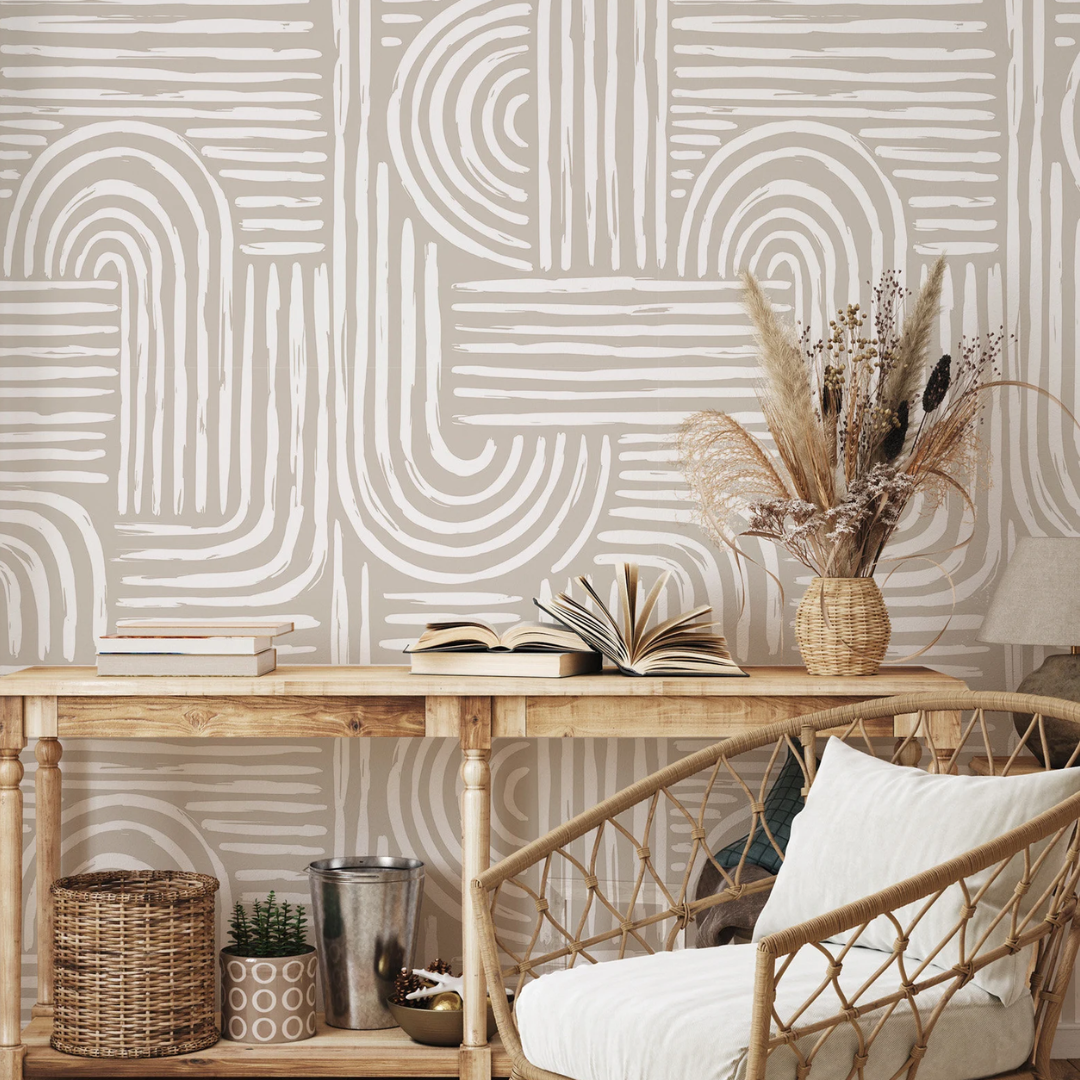 Modern Beige Geometric Abstract Wallpaper