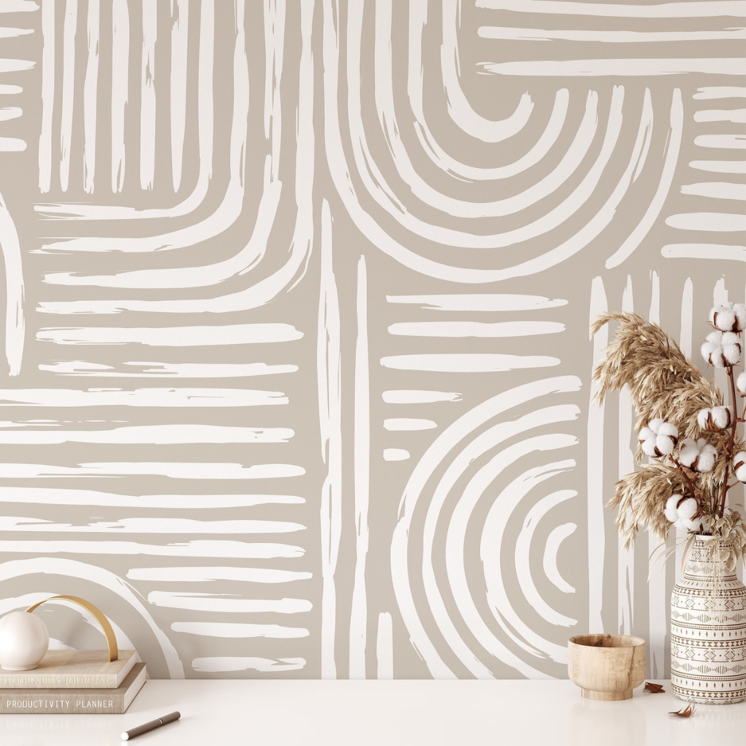Modern Beige Geometric Abstract Wallpaper