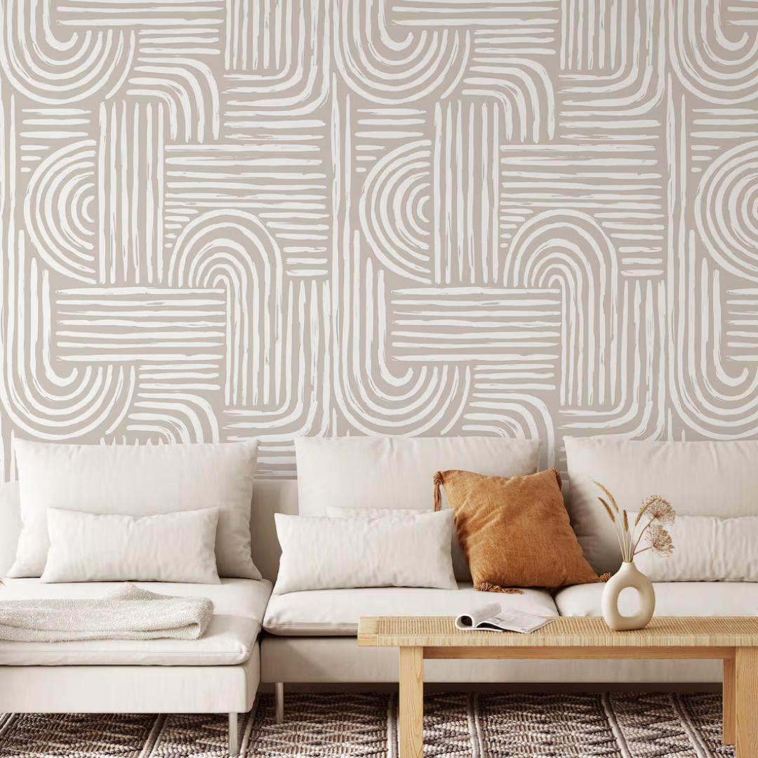 Modern Beige Geometric Abstract Wallpaper