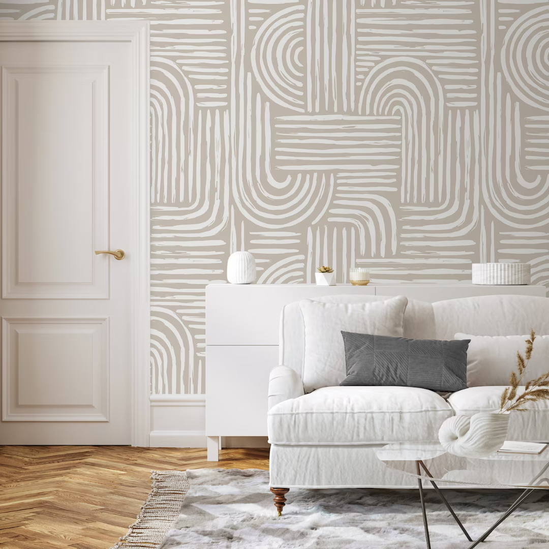 Modern Beige Geometric Abstract Wallpaper