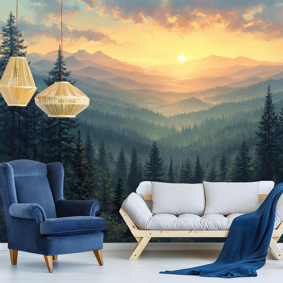 Wilderness Sunrise Forest Wallpaper