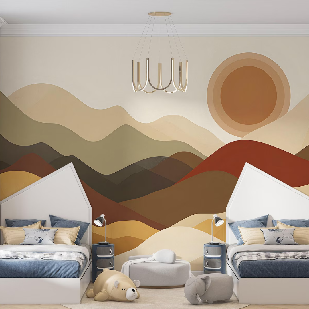 Boho Sunset Mountains Wallpaper