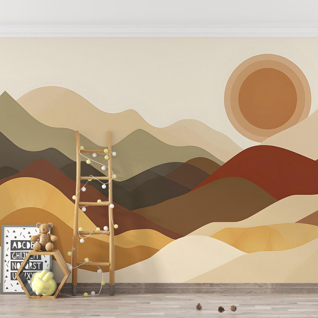 Boho Sunset Mountains Wallpaper