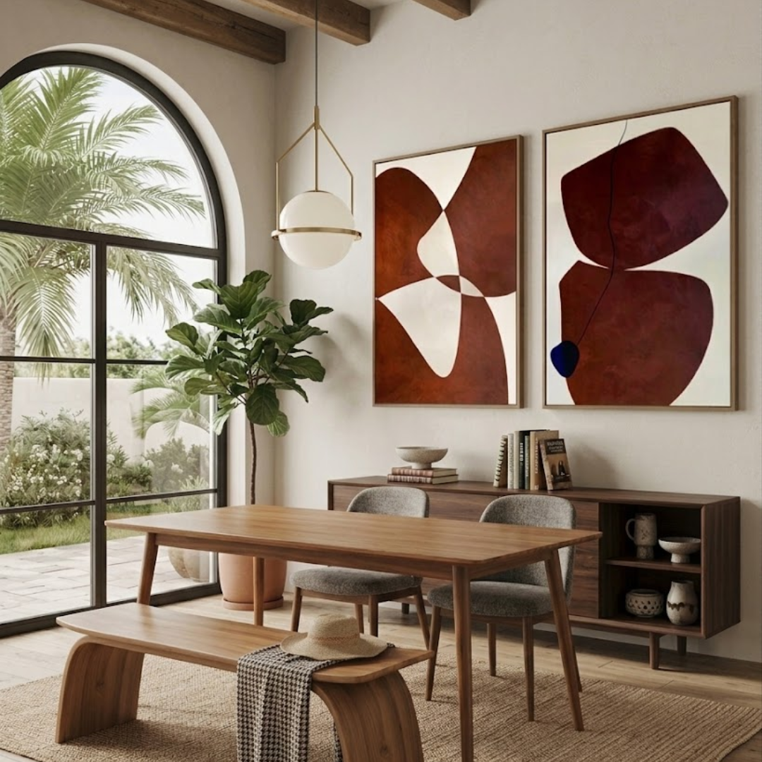 Terra Pebble Abstract Digital Wall Painting (Set of 2)