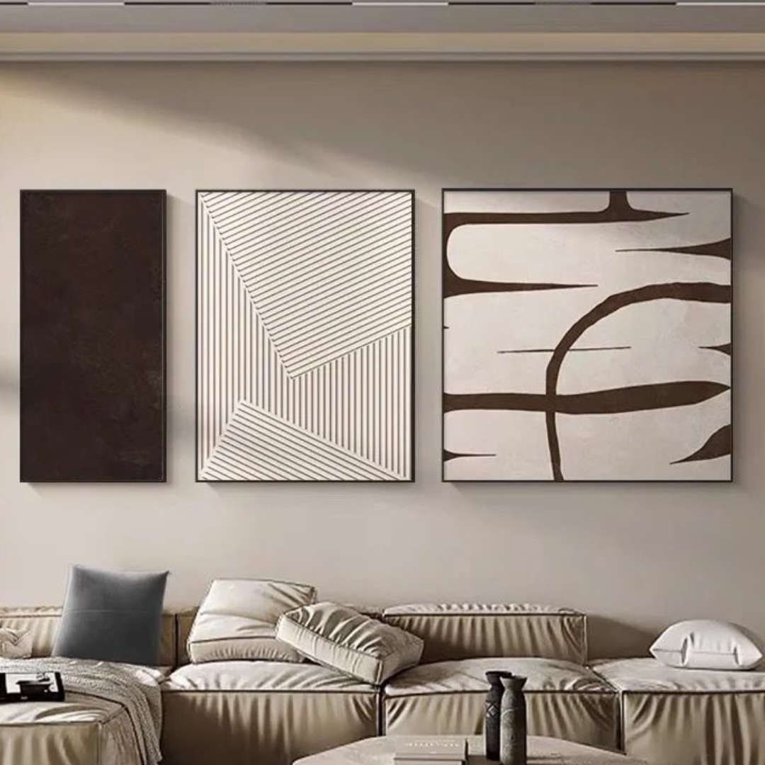 Noir Textura Digital Wall Painting (Set of 3)