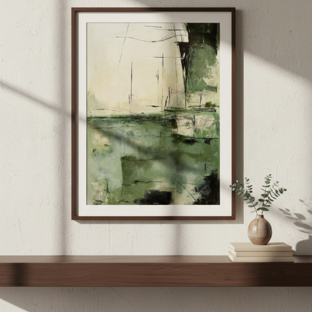 Emerald Drift Horizon Handmade Wall Painting