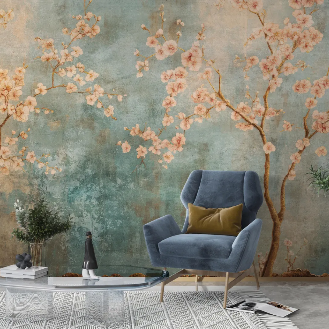 Kiyora Blossom Teal Wallpaper