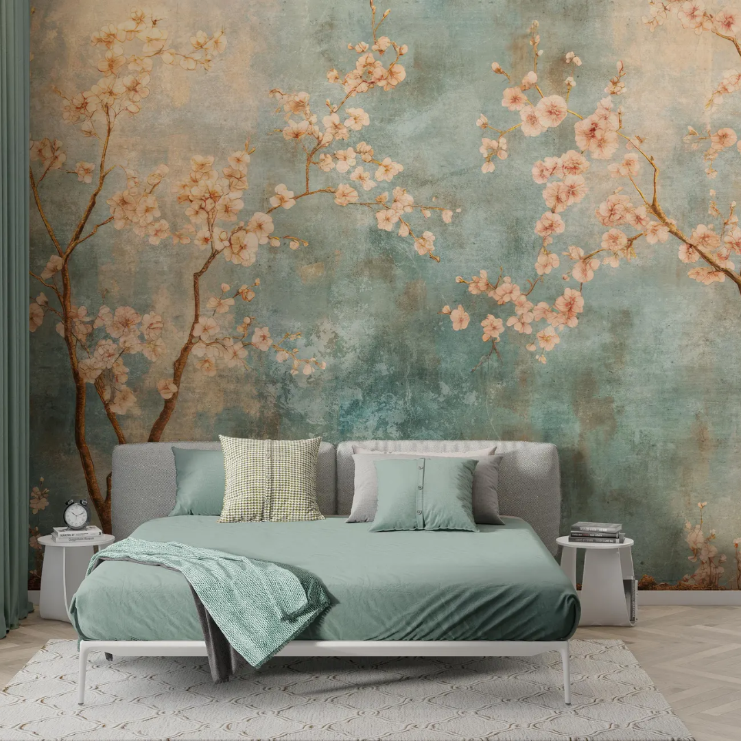 Kiyora Blossom Teal Wallpaper