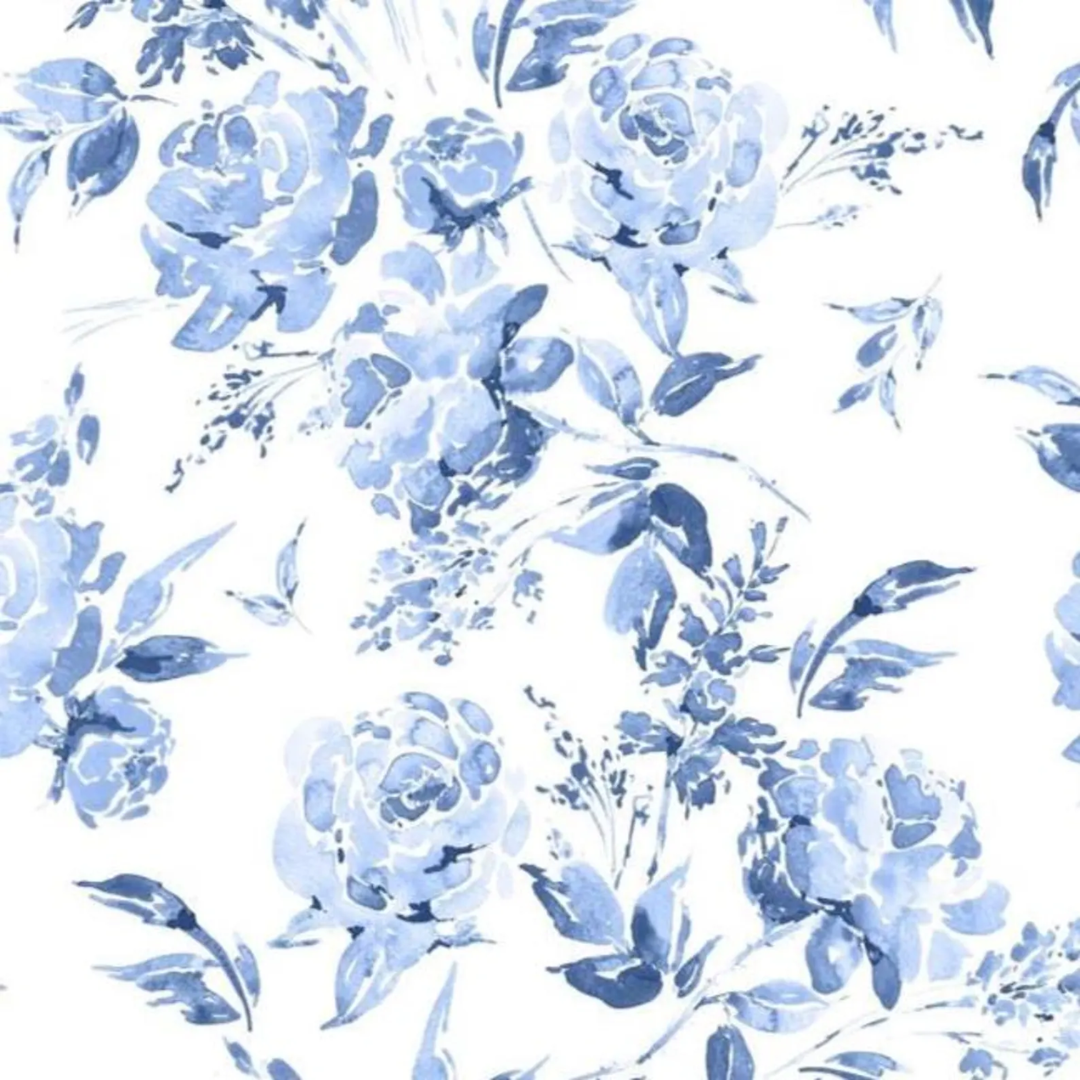 Bleu Jardin Toile Wallpaper