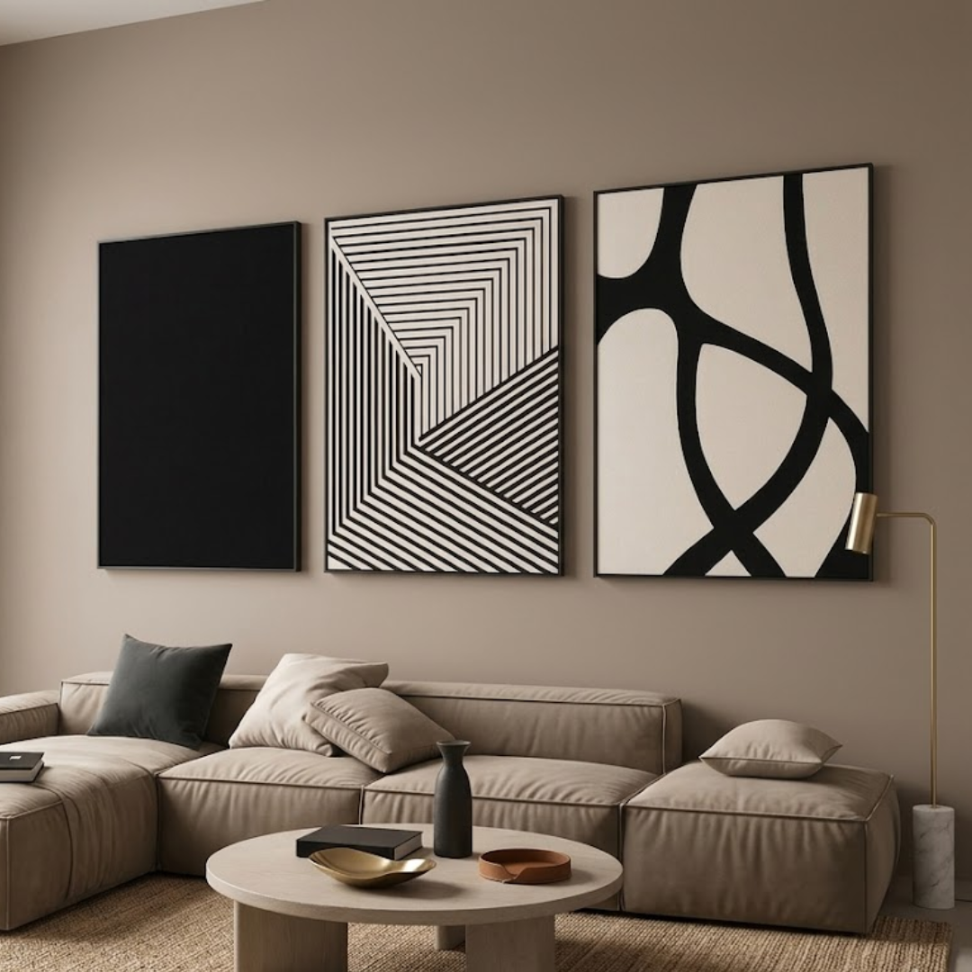 Eclipse Form Digital Wall Painting (Set of 3)
