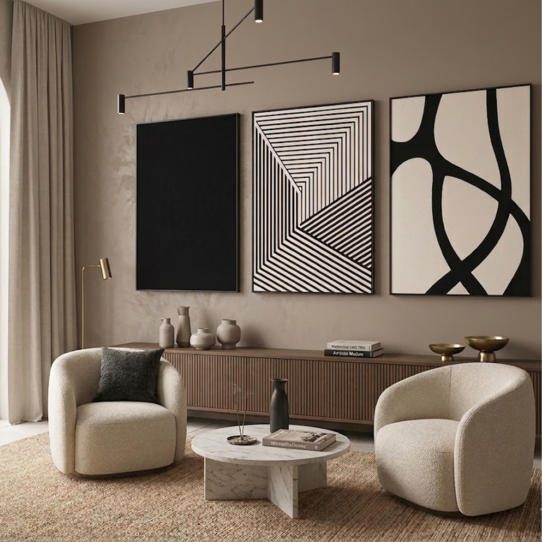 Eclipse Form Digital Wall Painting (Set of 3)