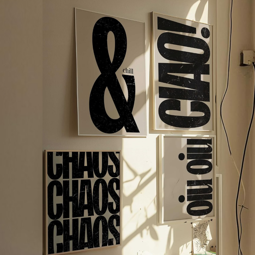 Urban Echo Typography Digital Wall Paintings (set of 4)