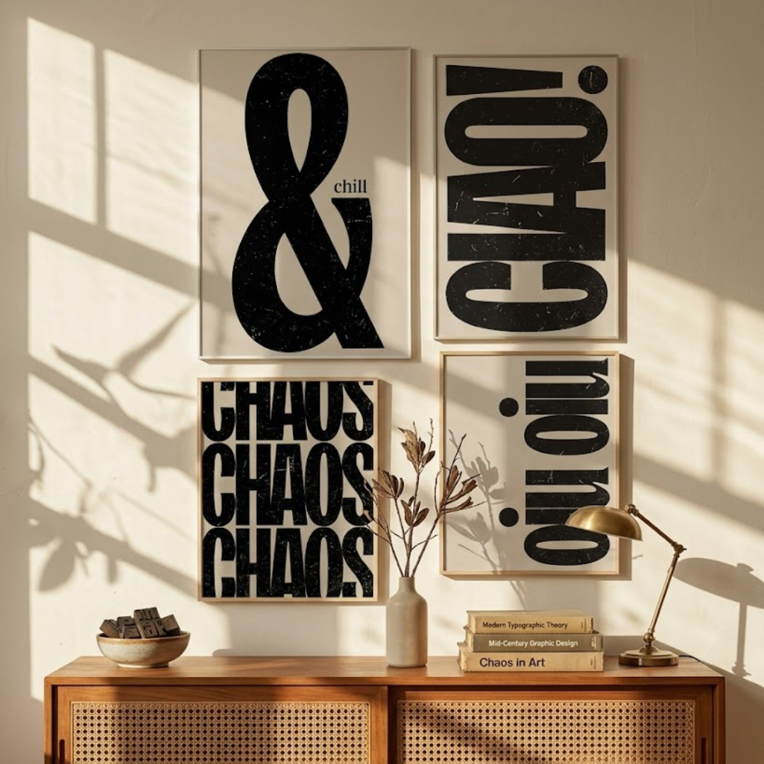 Urban Echo Typography Digital Wall Paintings (set of 4)