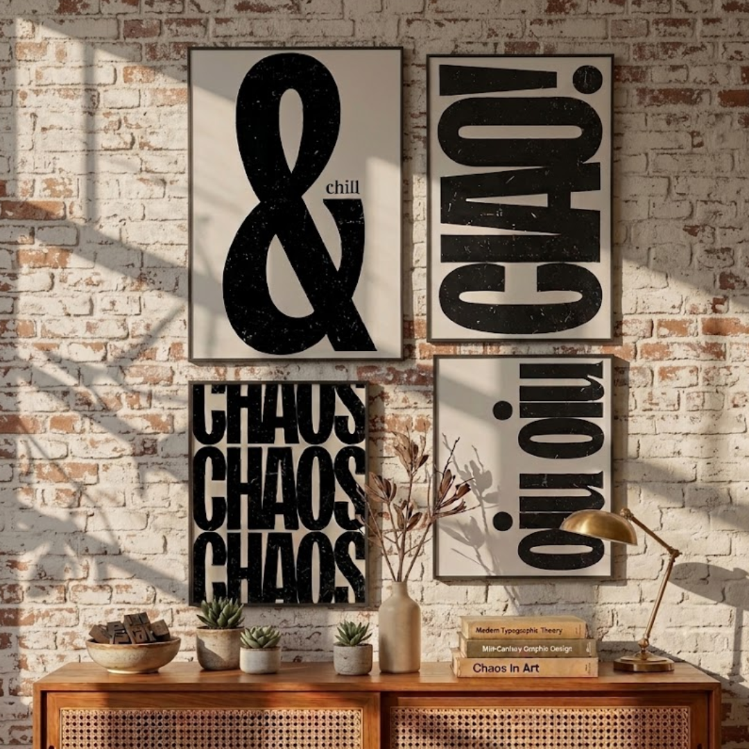 Urban Echo Typography Digital Wall Paintings (set of 4)