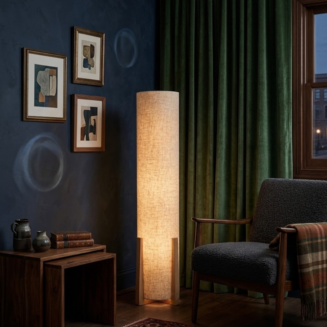 Kenshō Linen Column Floor Lamp