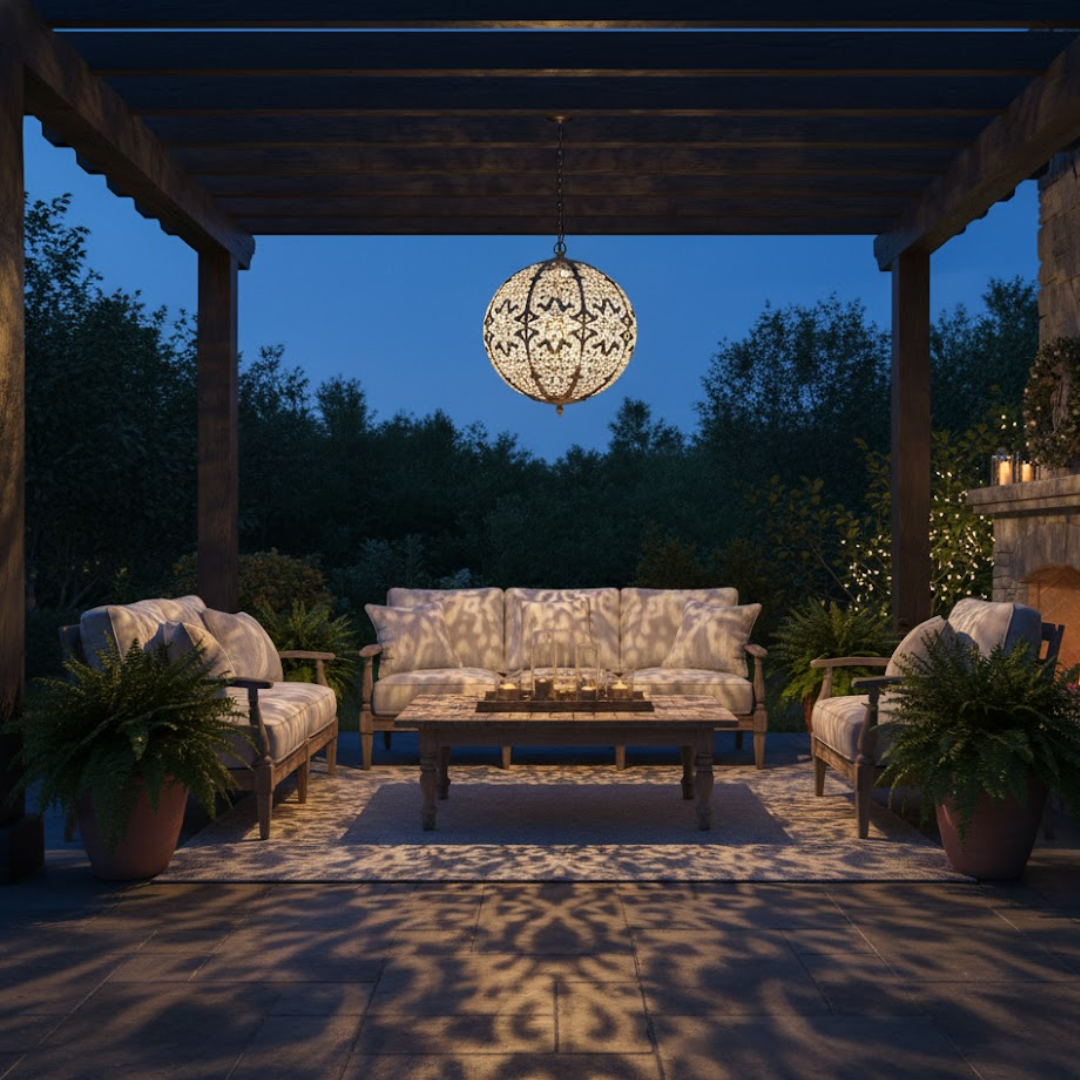Desert Bloom Metal Sphere Lamp- Black