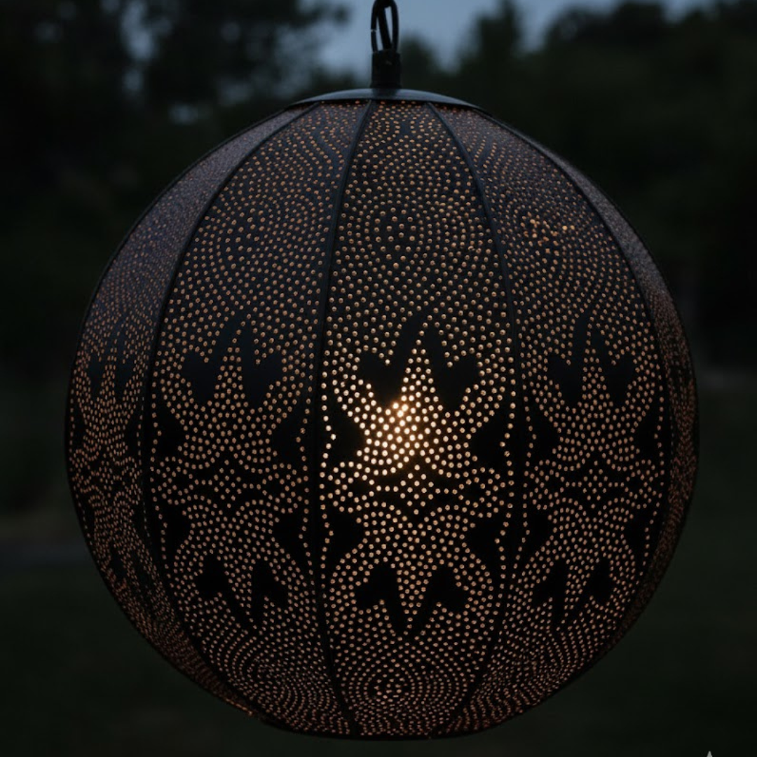 Desert Bloom Metal Sphere Lamp- Black