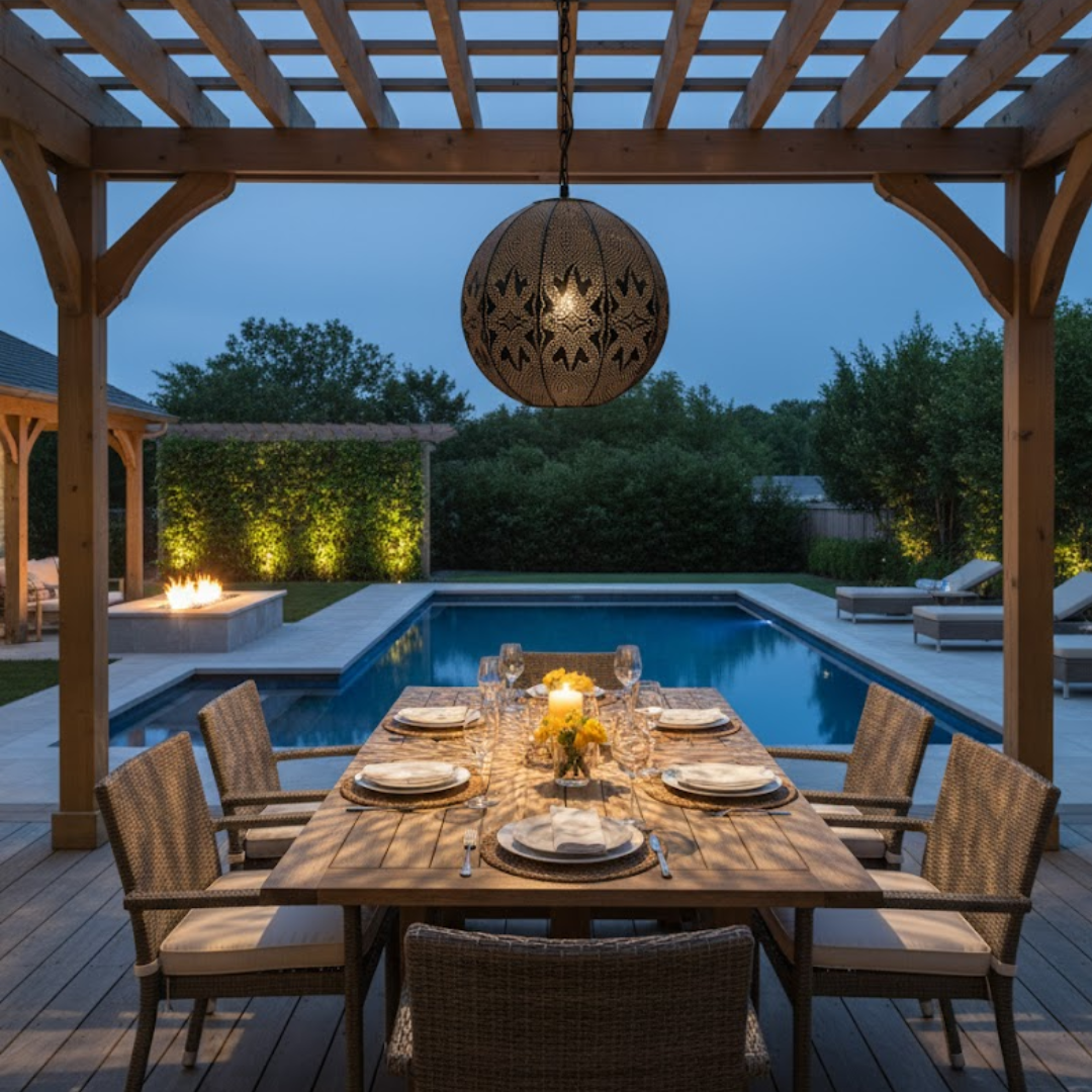 Desert Bloom Metal Sphere Lamp- Black