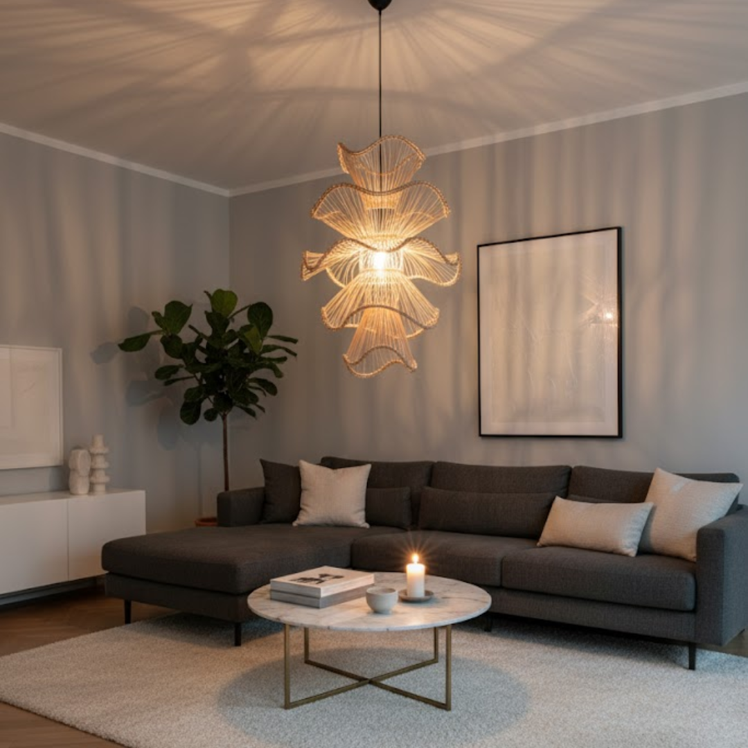 Coastal Rhapsody Tiered Rattan Chandelier