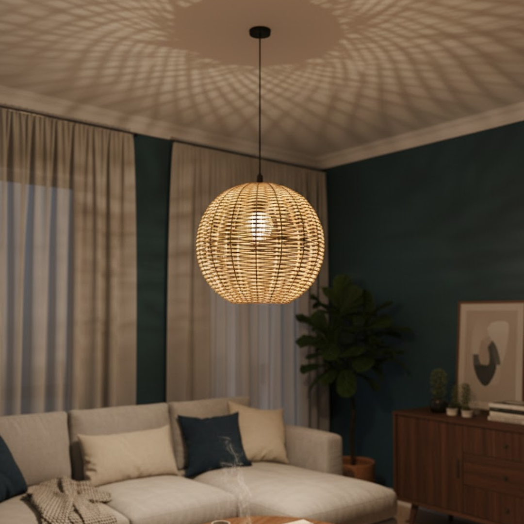 Coastal Orb Rattan Lamp