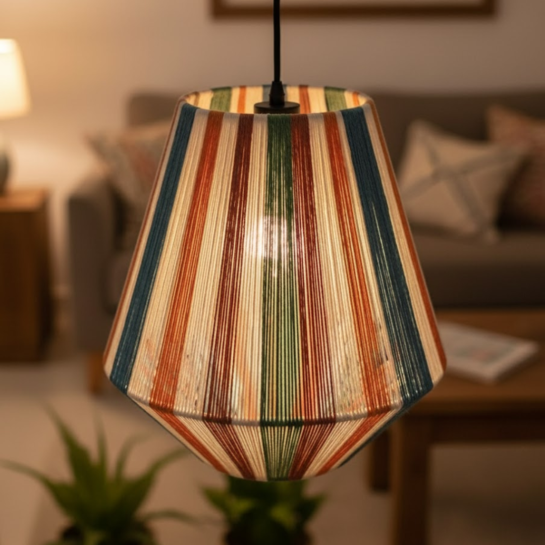 Luma Threads Striped Yarn Pendant Lamp