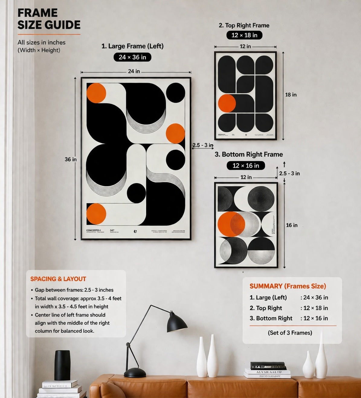 Terracotta Geometry Triptych Digital Wall Painting (Set of 3)