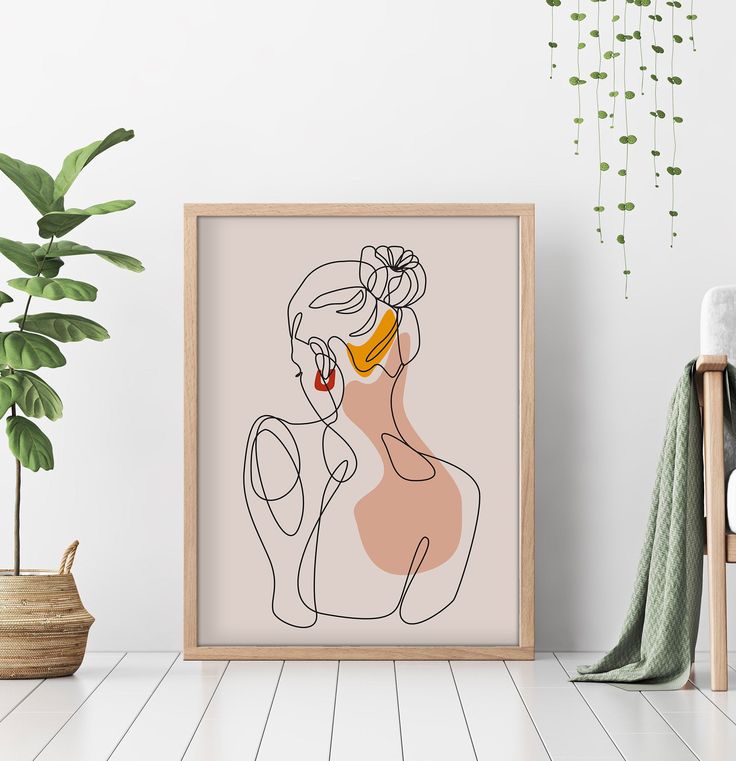 Bun Line Art Boho Digital Wall Painting