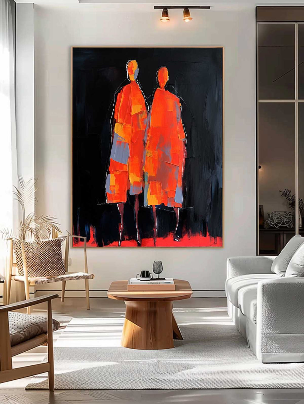 Crimson Silhouettes- Handmade Wall Painting
