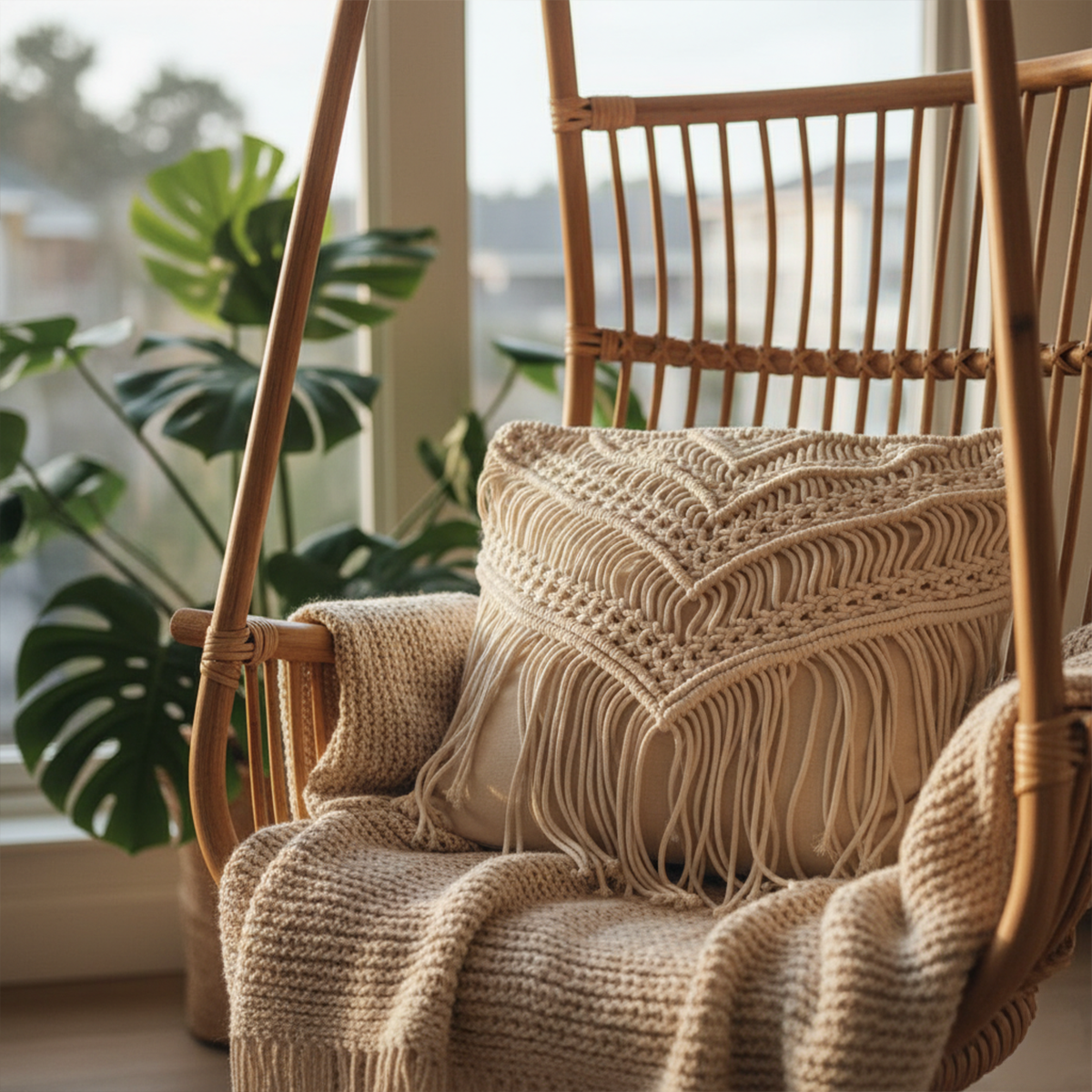 Woven Cascade Macrame Cushion