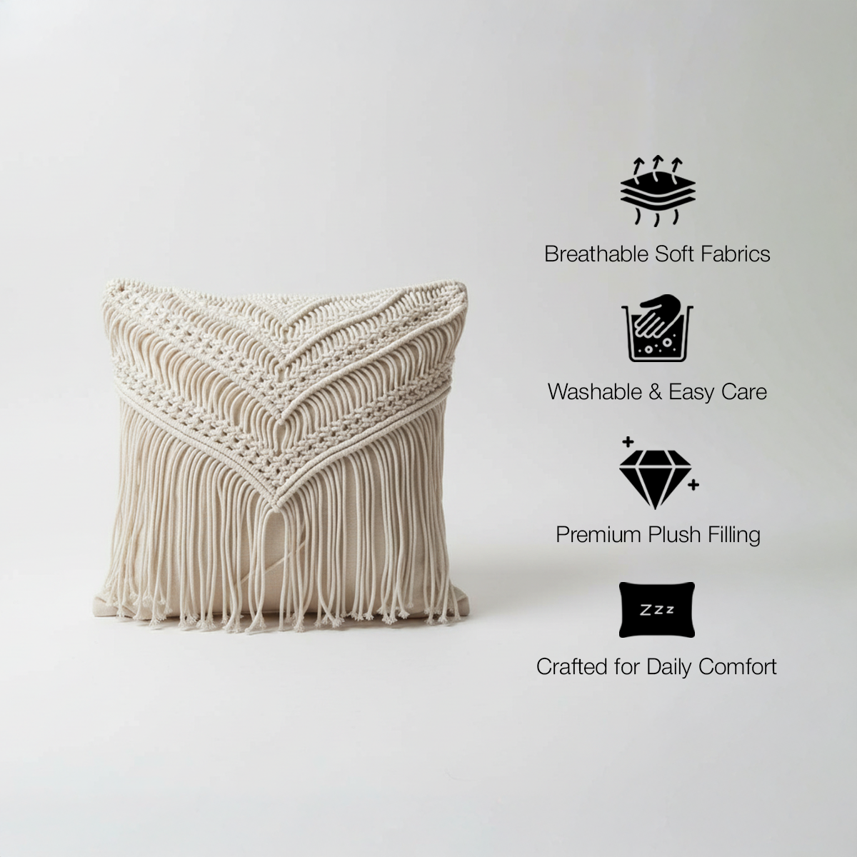Woven Cascade Macrame Cushion