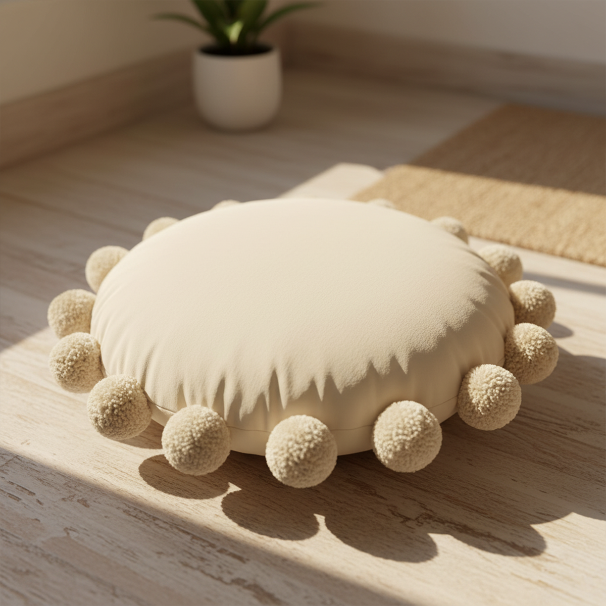 Snug Pom Pom Round Cushion