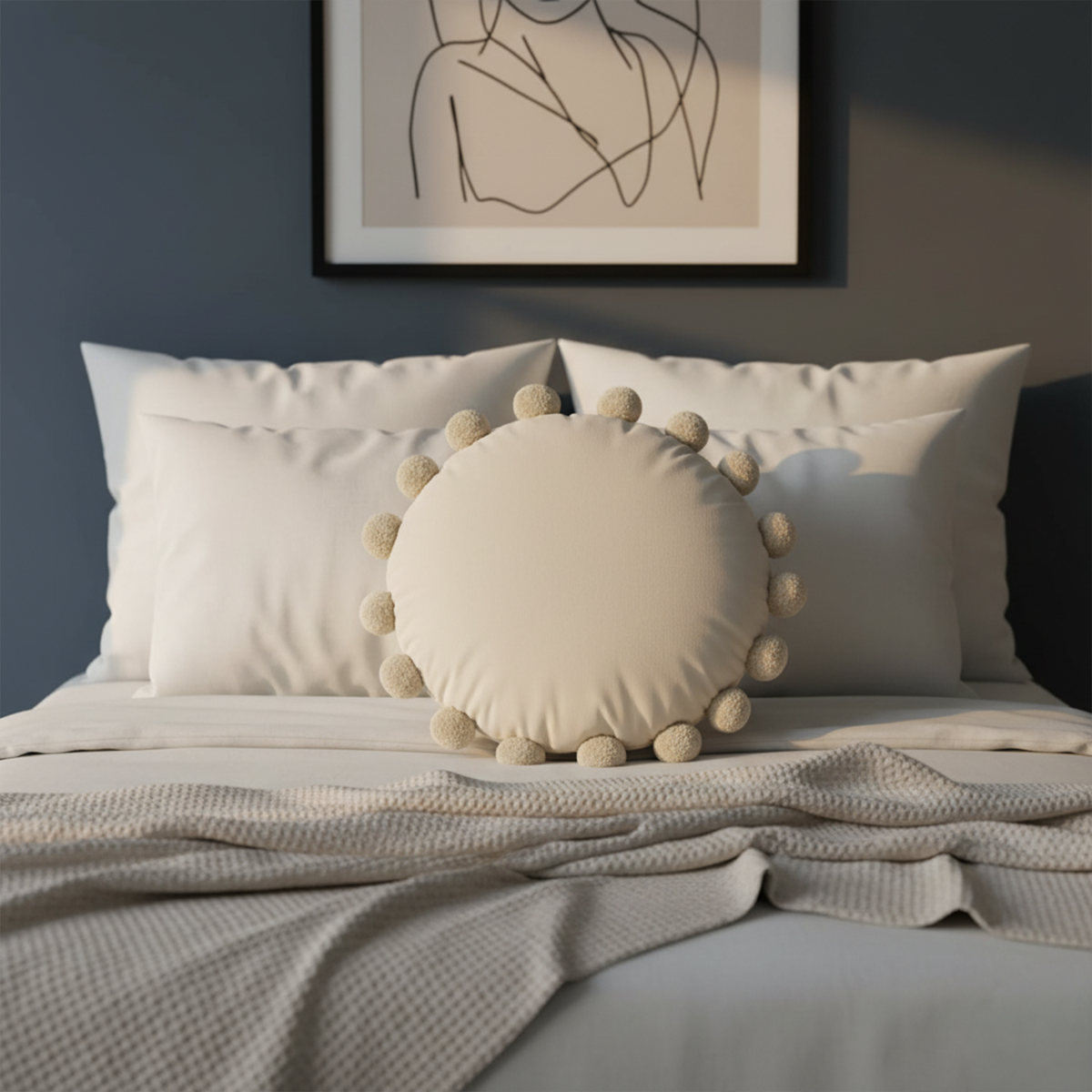 Snug Pom Pom Round Cushion