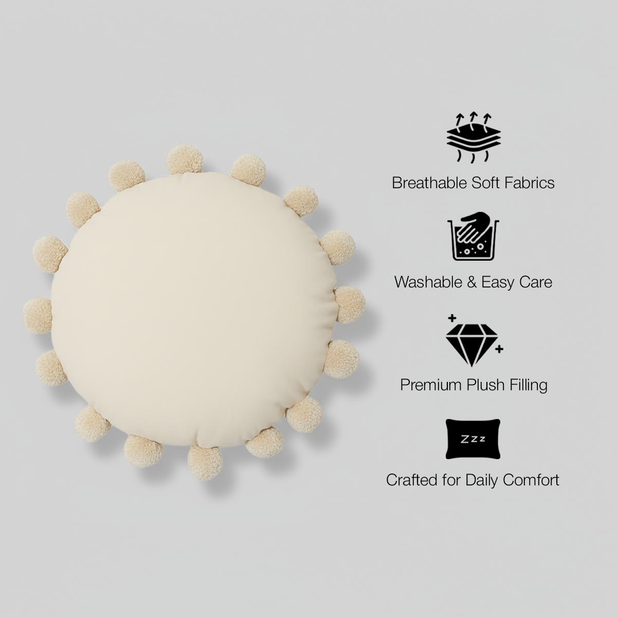Snug Pom Pom Round Cushion