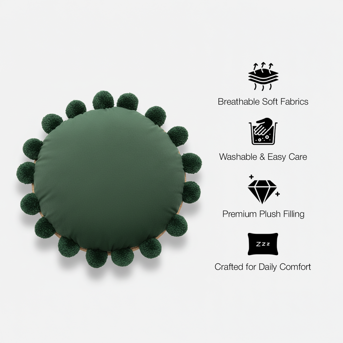 Snug Pom Pom Round Cushion